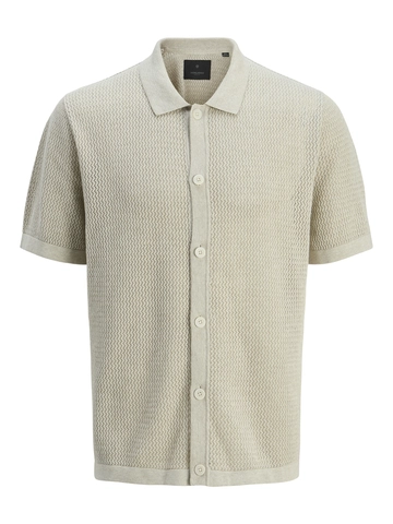 Jack&Jones - Overhemd korte mouw - Ecru - Jprblaarto Knit Polo Ss Ln - 12273474