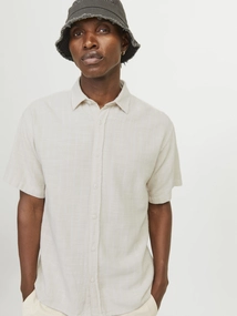 Jack&Jones - Overhemd korte mouw - Grijs - Jcojoshua Structure Shirt Ss - 12256023