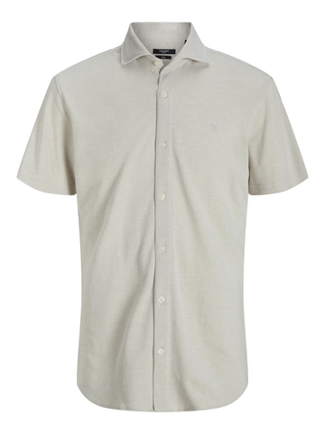 Jack&Jones - Overhemd korte mouw - Grijs - Jprblalance Pique S/S Shirt Sm - 12275652