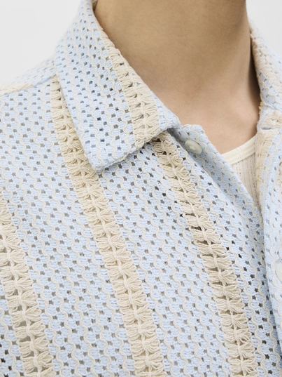 Jack&Jones - Overhemd korte mouw - Lichtblauw - Jorbellagio Crochet Shirt Ss - 12277295