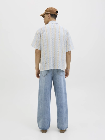 Jack&Jones - Overhemd korte mouw - Lichtblauw - Jorbellagio Crochet Shirt Ss - 12277295