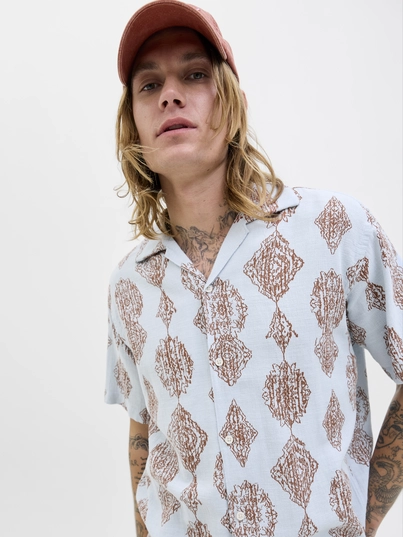 Jack&Jones - Overhemd korte mouw - Lichtblauw - Jorhydra Noto Shirt Ss Ln - 12277230