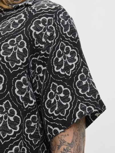 Jack&Jones - Overhemd korte mouw - Zwart - Jorhydra Noto Shirt Ss Ln - 12277230