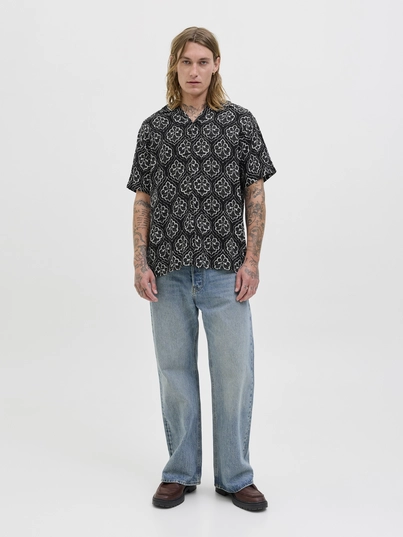 Jack&Jones - Overhemd korte mouw - Zwart - Jorhydra Noto Shirt Ss Ln - 12277230