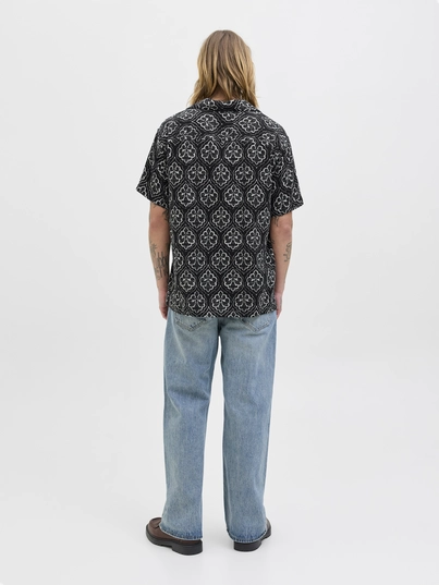 Jack&Jones - Overhemd korte mouw - Zwart - Jorhydra Noto Shirt Ss Ln - 12277230