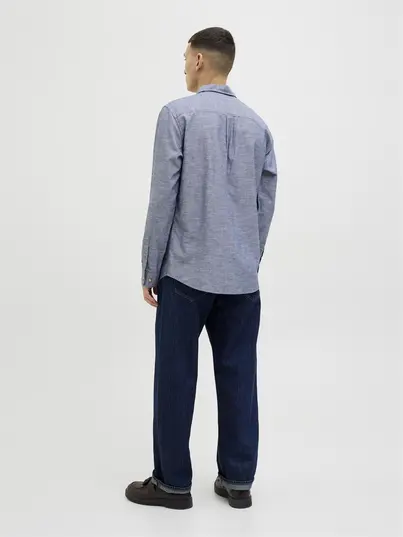 Jack&Jones - Overhemd lange mouw - Donkerblauw - Jjesummer Shirt Ls Sn - 12269315