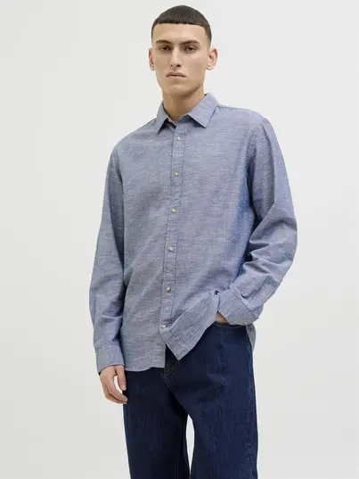Jack&Jones - Overhemd lange mouw - Donkerblauw - Jjesummer Shirt Ls Sn - 12269315