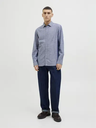Jack&Jones - Overhemd lange mouw - Donkerblauw - Jjesummer Shirt Ls Sn - 12269315