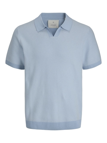 Jack&Jones - Polo - Blauw - Jprcceaston Knit Split Neck Ss - 12273012