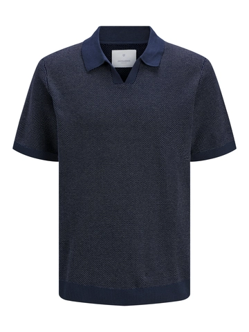 Jack&Jones - Polo - Donkerblauw - Jprcceaston Knit Split Neck Ss - 12273012