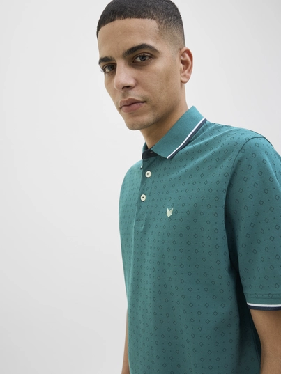 Jack&Jones - Polo - Groen - Jprpaulos Play Aop Blu. Ss Pol - 12154548
