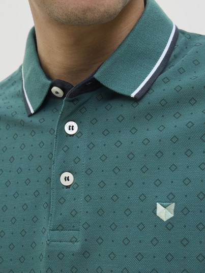 Jack&Jones - Polo - Groen - Jprpaulos Play Aop Blu. Ss Pol - 12154548