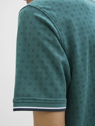 Jack&Jones - Polo - Groen - Jprpaulos Play Aop Blu. Ss Pol - 12154548