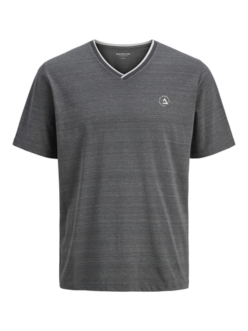Jack&Jones - T-shirt korte mouw - Donkergrijs - Jcocontrast Tee Ss V-Neck Smu - 12258394