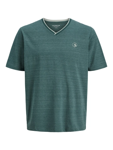 Jack&Jones - T-shirt korte mouw - Donkergroen - Jcocontrast Tee Ss V-Neck Smu - 12258394