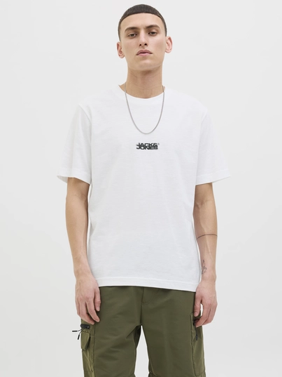 Jack&Jones - T-shirt korte mouw - Ecru - Jcosago Logo Slub Tee Ss Crew - 12276524