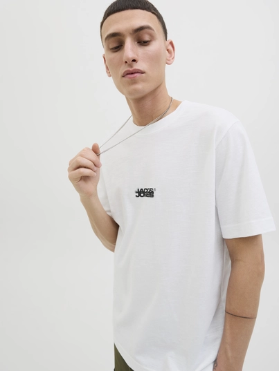 Jack&Jones - T-shirt korte mouw - Ecru - Jcosago Logo Slub Tee Ss Crew - 12276524