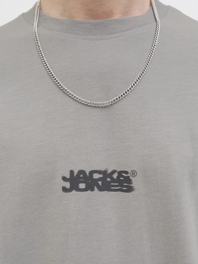 Jack&Jones - T-shirt korte mouw - Grijs - Jcosago Logo Slub Tee Ss Crew - 12276524