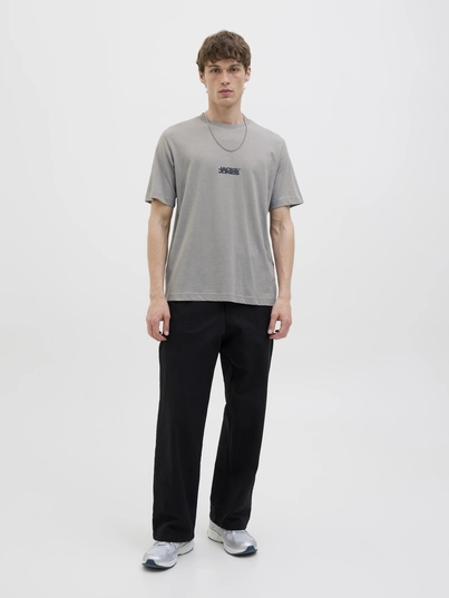 Jack&Jones - T-shirt korte mouw - Grijs - Jcosago Logo Slub Tee Ss Crew - 12276524