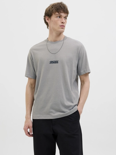 Jack&Jones - T-shirt korte mouw - Grijs - Jcosago Logo Slub Tee Ss Crew - 12276524