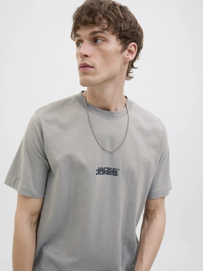Jack&Jones - T-shirt korte mouw - Grijs - Jcosago Logo Slub Tee Ss Crew - 12276524