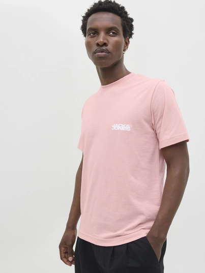 Jack&Jones - T-shirt korte mouw - Roze - Jcosago Logo Slub Tee Ss Crew - 12276524
