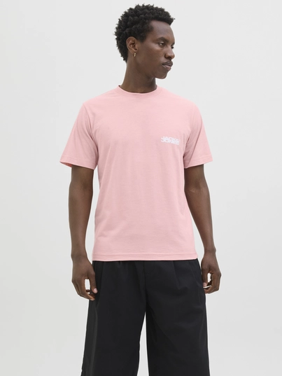 Jack&Jones - T-shirt korte mouw - Roze - Jcosago Logo Slub Tee Ss Crew - 12276524