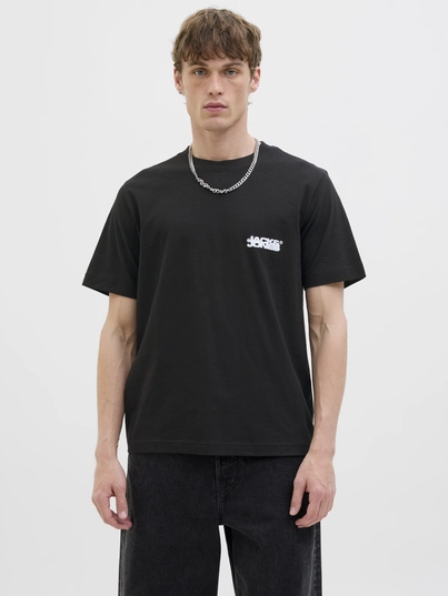 Jack&Jones - T-shirt korte mouw - Zwart - Jcosago Logo Slub Tee Ss Crew - 12276524