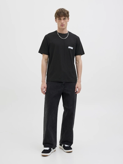 Jack&Jones - T-shirt korte mouw - Zwart - Jcosago Logo Slub Tee Ss Crew - 12276524
