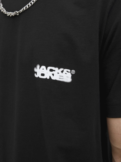 Jack&Jones - T-shirt korte mouw - Zwart - Jcosago Logo Slub Tee Ss Crew - 12276524