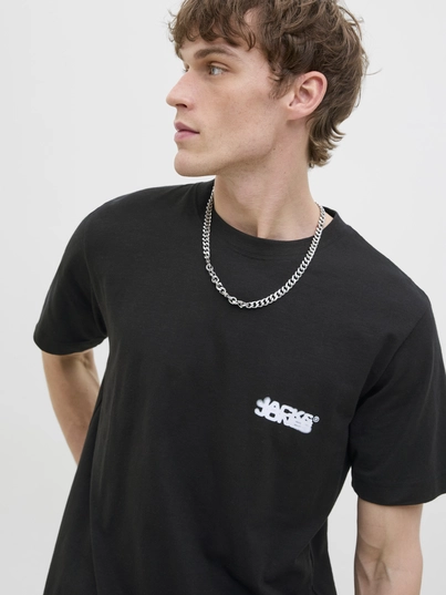 Jack&Jones - T-shirt korte mouw - Zwart - Jcosago Logo Slub Tee Ss Crew - 12276524