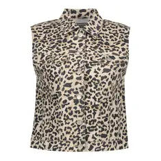 Jeans vest leopard print