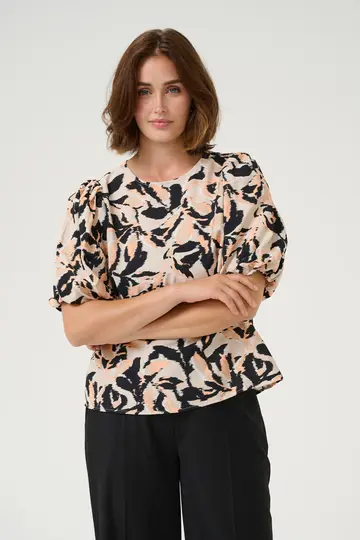 Kaffe - Blouse korte mouw - Beige - KApaco Blouse - 10509633