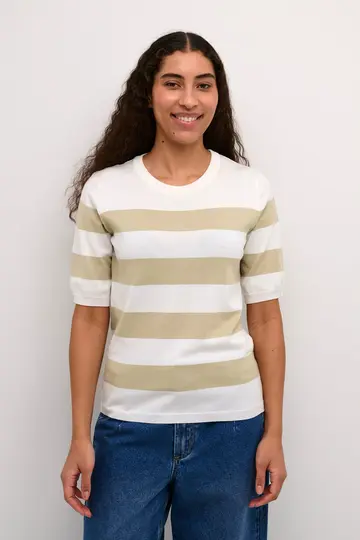 Kaffe - Trui met ronde hals - Ecru - KAlizza Striped Knit - 10508410