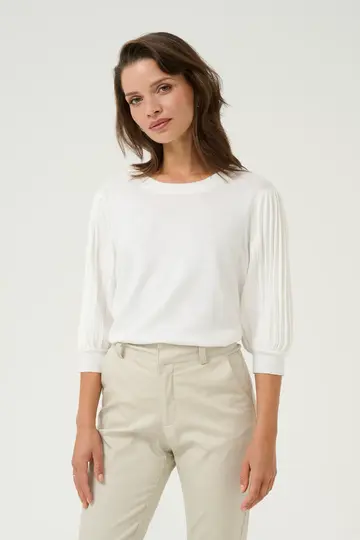Kaffe - Trui met ronde hals - Ecru - KAlone Knit Pullover 1/2 SL - 10508368