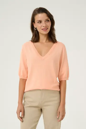 Kaffe - Trui met ronde hals - Koraal - KAlizza V-neck Pullover - 10508412