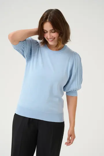 Kaffe - Trui met ronde hals - Lichtblauw - KAlone Knit Pullover 1/2 SL - 10508368