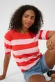 Kaffe - Trui met ronde hals - Rood - KAregina Striped Pullover - 10510652