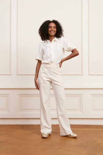 Lofty Manner - Blouse lange mouw - Ecru - Blouse Noemie - Qg04
