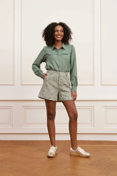 Lofty Manner - Blouse lange mouw - Groen - Blouse Josephine - Qg03