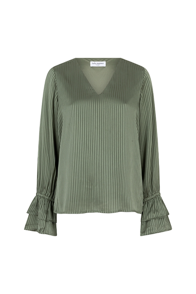 Lofty Manner - Blouse lange mouw - Groen - Blouse Sofie - Qg01.1