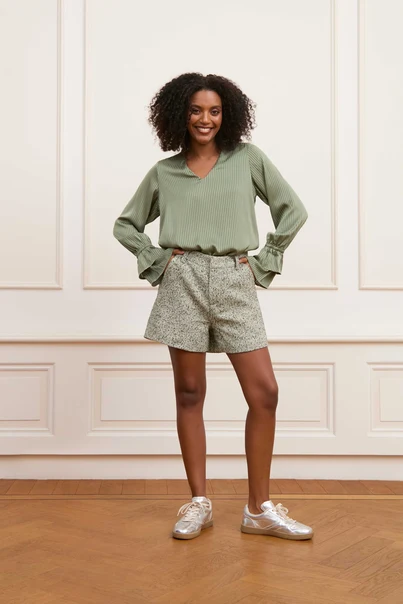 Lofty Manner - Blouse lange mouw - Groen - Blouse Sofie - Qg01.1