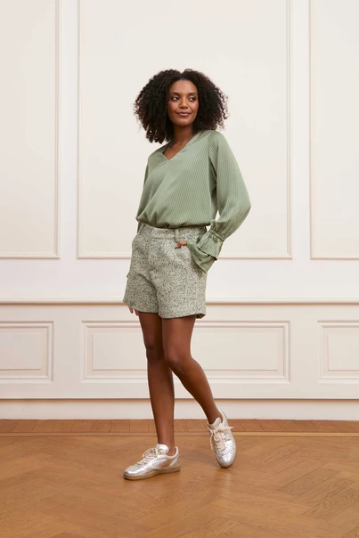 Lofty Manner - Blouse lange mouw - Groen - Blouse Sofie - Qg01.1