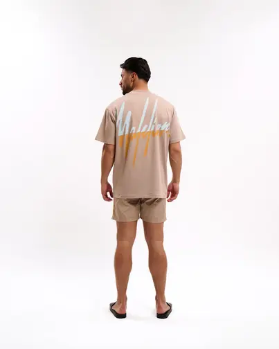 Malelions - T-shirt korte mouw - Taupe - Men Split T-shirt - Mm1-Hs25-19