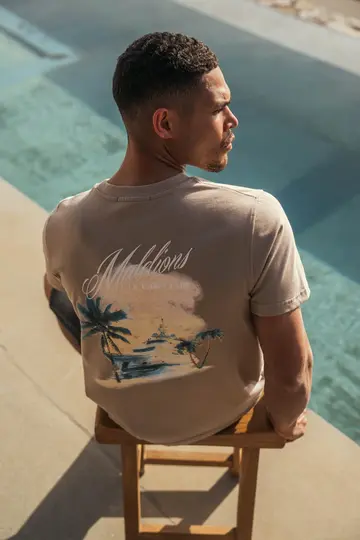 Malelions - T-shirt korte mouw - Taupe - Men Yacht T-shirt - Mm1-Hs25-57
