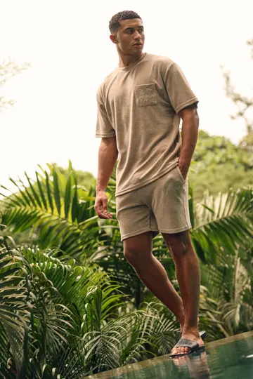 Malelions - T-shirt korte mouw - Taupe - Signature Towlling T-shirt - mm3-ss25-25