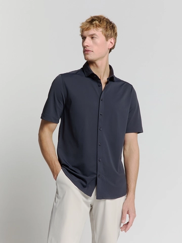 No Excess - Overhemd korte mouw - Blauw - Shirt Short Sleeve Jersey Tra - 28420484