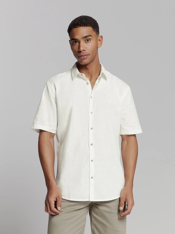 No Excess - Overhemd korte mouw - Ecru - Shirt Short Sleeve Solid With - 27480321Sn