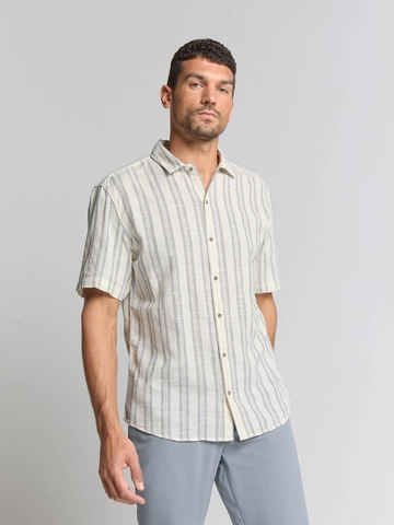 No Excess - Overhemd korte mouw - Ecru - Shirt Short Sleeve Vertical Do - 28460431