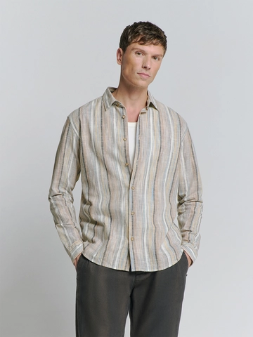 No Excess - Overhemd lange mouw - Blauw - Shirt Slub Multi Coloured Stri - 27400340